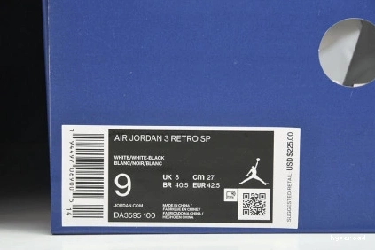 Hyperoad WHITE FRAGMENT JORDAN BLACK AIR 3 0828